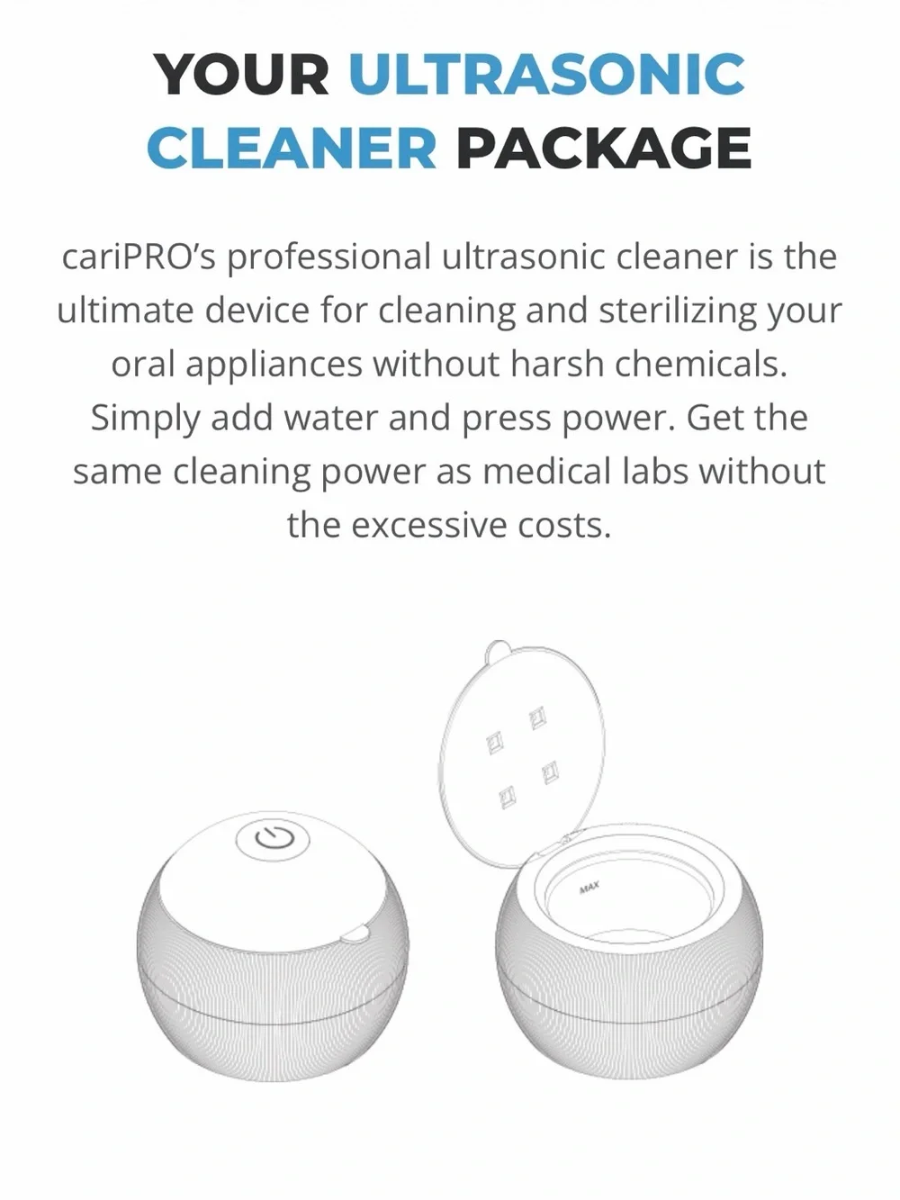 Ultrasonic Cleaner with UV Sanitizer - Gray